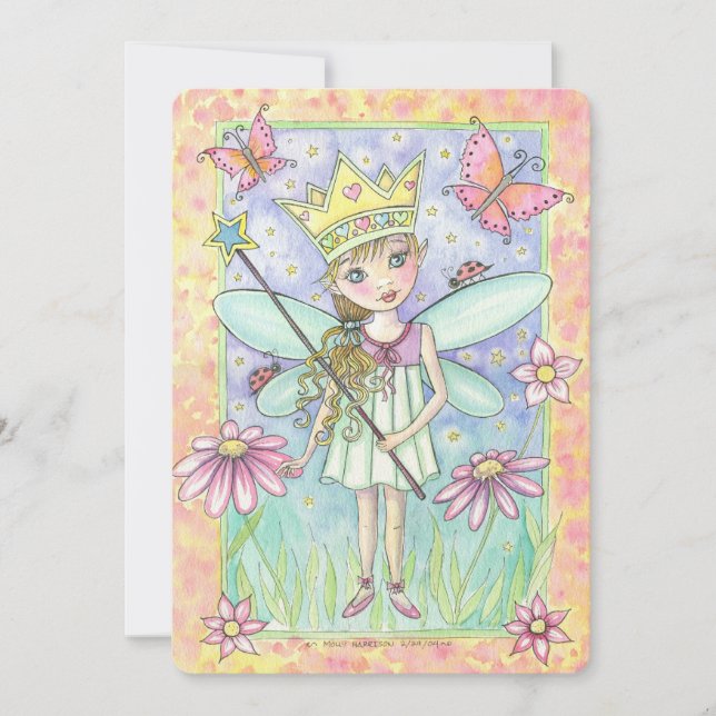 Invitación de cumpleaños de princesa hada para niñ (Anverso)