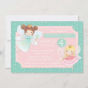 Invitación de cumpleaños de princesa hada rosa men