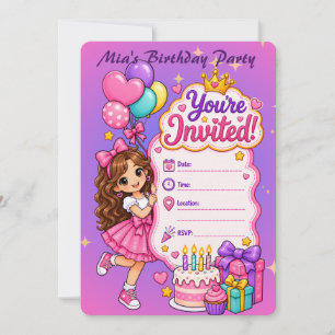 Invitación de cumpleaños de princesa linda