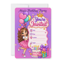 Invitación de cumpleaños de princesa linda