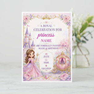 Invitación de cumpleaños de princesa mágica linda 