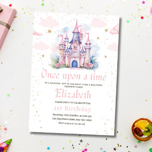 Invitación de cumpleaños de princesa niña 1er fies