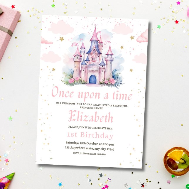 Invitación de cumpleaños de princesa niña 1er fies (Subido por el creador)