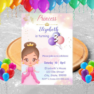 Invitación de cumpleaños de princesa para niños
