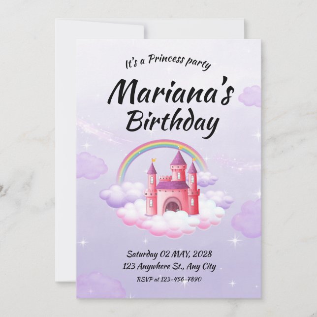 Invitación de Cumpleaños de Princesa Princesa (Anverso)