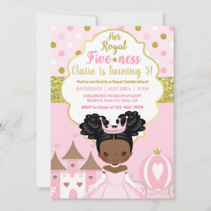 Invitación de cumpleaños de princesa real niña.