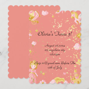 invitación de cumpleaños de princesa rosa