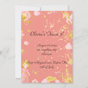 invitación de cumpleaños de princesa rosa