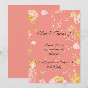 invitación de cumpleaños de princesa rosa