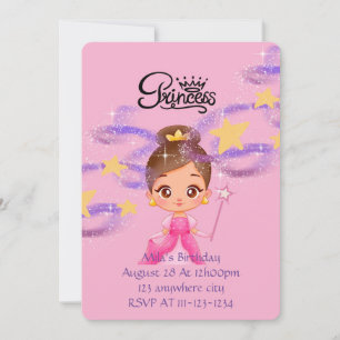 invitación de cumpleaños de princesa rosa