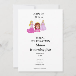Invitación de cumpleaños de princesa rosa y dorado