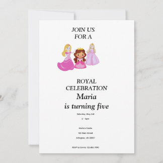 Invitación de cumpleaños de princesa rosa y dorado