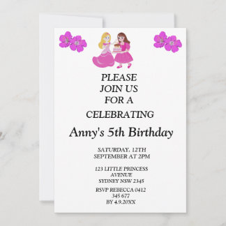 Invitación de cumpleaños de princesa rosa y dorado