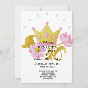 Invitación de cumpleaños de princesa rosa y dorado