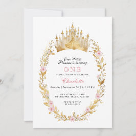 Invitación de cumpleaños de Princesa Rosa y Oro