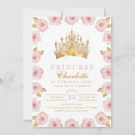 Invitación de cumpleaños de Princesa Rosa y Oro