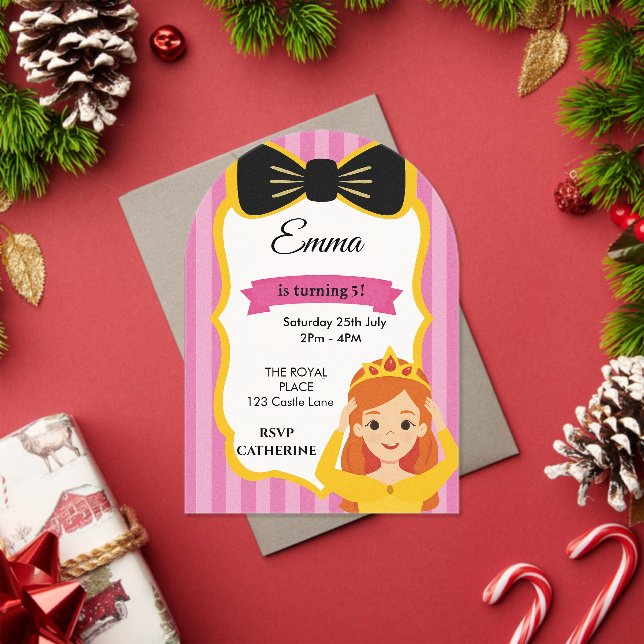 Invitación de cumpleaños de Princesa Rosa | zazzle (Insitu (Vacaciones))