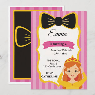 Invitación de cumpleaños de Princesa Rosa   zazzle