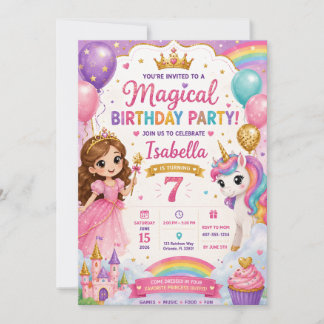 Invitación de Cumpleaños de Princesa Unicornio | M