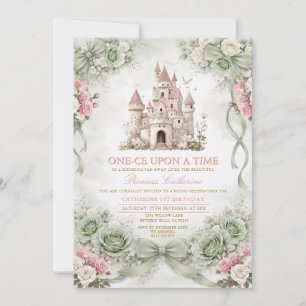 Invitación de cumpleaños de princesa verde esmeral