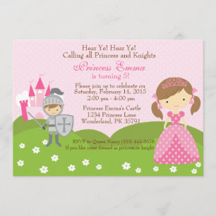 Invitación de cumpleaños de Princesa y Caballera