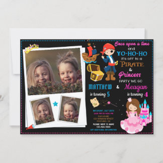 Invitación de cumpleaños de Princesa y Pirata Dos 