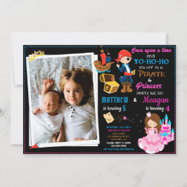 Invitación de cumpleaños de Princesa y Pirata Dos 