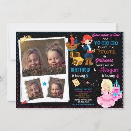 Invitación de cumpleaños de Princesa y Pirata Dos 