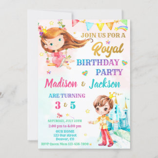 Invitación de cumpleaños de Princesa y Príncipe Pa