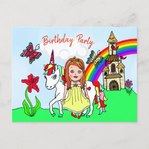 Invitación de cumpleaños de Princesa y Unicornio B
