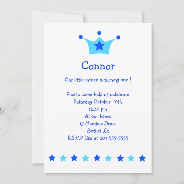 invitación de cumpleaños de principito (Anverso)