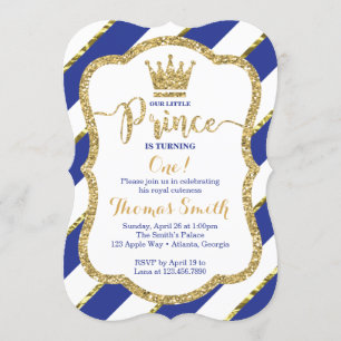 Invitación de cumpleaños de Principito en azul y o