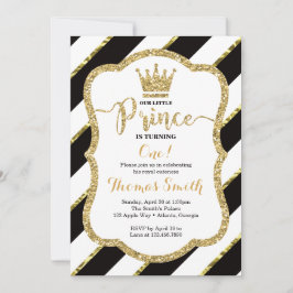 Invitación de cumpleaños de Principito en negro y 