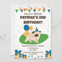 Invitación de cumpleaños de Pug