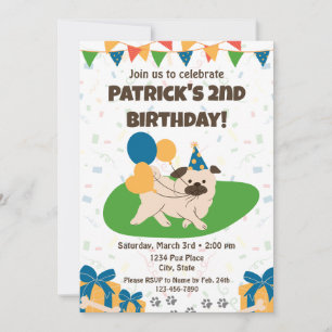 Invitación de cumpleaños de Pug