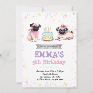 Invitación de cumpleaños de Pug