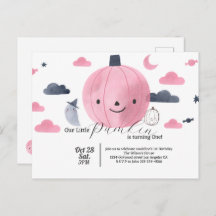 invitación de cumpleaños de pumkin rosa lindo