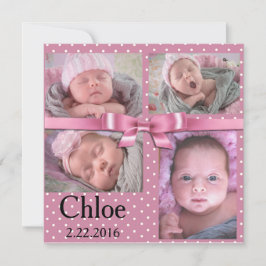 Invitación de cumpleaños de Punto Polka Rosa