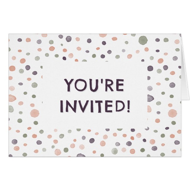 Invitación de cumpleaños de puntos de acuarela de  (Anverso (Horizontal))