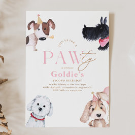Invitación de cumpleaños de Puppy Paw-ty