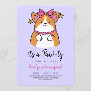 Invitación de cumpleaños de Puppy Pawty
