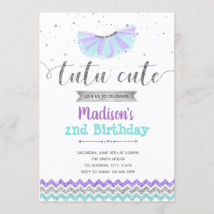 Invitación de cumpleaños de Purple Ballerina