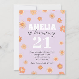 Invitación de cumpleaños de Purple Boho Daisy Cual