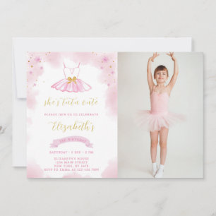 Invitación de cumpleaños de purpurina Ballerina co