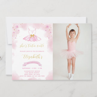 Invitación de cumpleaños de purpurina Ballerina co