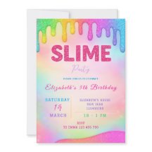 Invitación de cumpleaños de purpurina Slime