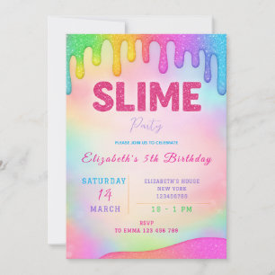 Invitación de cumpleaños de purpurina Slime