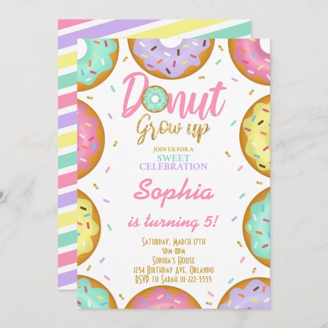 Invitación de cumpleaños de purpurina Sprinkle Don (Anverso / Reverso)