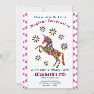 Invitación de cumpleaños de Purpurina unicornio má