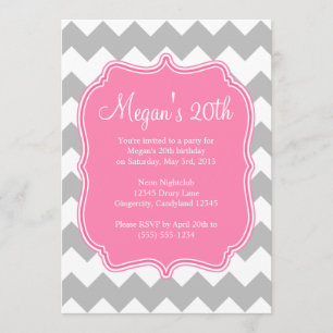 Invitación de cumpleaños de Quatrefoil Chevron Ros